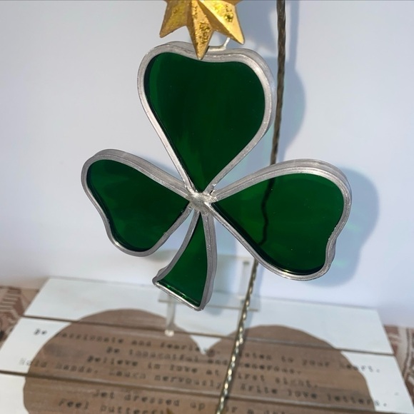 Vintage Shamrock Sun Catcher Stained Glass Window Decor - Picture 1 of 6